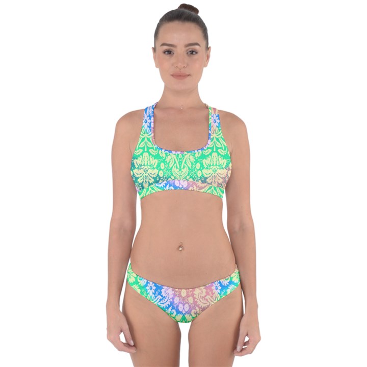 Hippie Fabric Background Tie Dye Cross Back Hipster Bikini Set