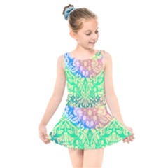 Hippie Fabric Background Tie Dye Kids  Skater Dress Swimsuit by Ravend