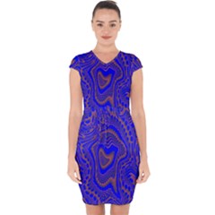 Optical Illusion Illusion Pattern Capsleeve Drawstring Dress  by Ravend