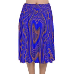 Optical Illusion Illusion Pattern Velvet Flared Midi Skirt by Ravend