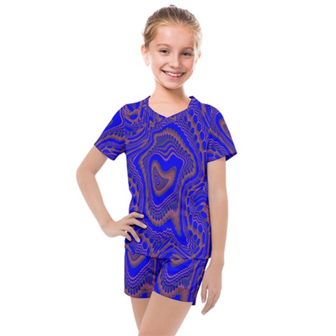 Optical Illusion Illusion Pattern Kids  Mesh Tee And Shorts Set by Ravend