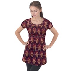 Background Pattern Icon Design Puff Sleeve Tunic Top