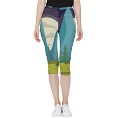 Nature Summer Season Inside Out Lightweight Velour Capri Leggings  by Ravend