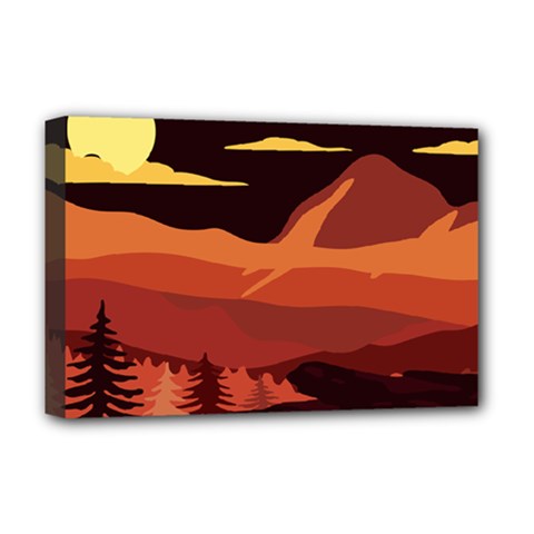 Mountain Forest Full Moon Deluxe Canvas 18  X 12  (stretched) by Ravend