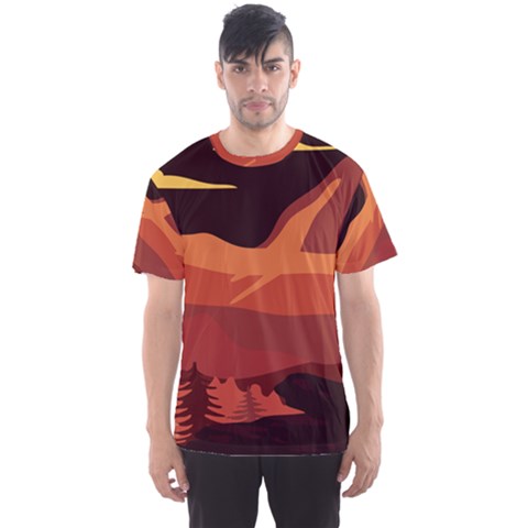 Mountain Forest Full Moon Men s Sport Mesh Tee by Ravend