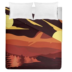 Mountain Forest Full Moon Duvet Cover Double Side (queen Size) by Ravend