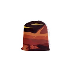 Mountain Forest Full Moon Drawstring Pouch (xs) by Ravend