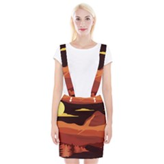 Mountain Forest Full Moon Braces Suspender Skirt by Ravend