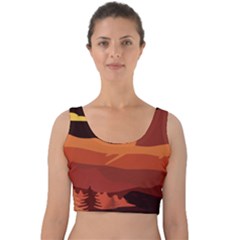 Mountain Forest Full Moon Velvet Crop Top by Ravend