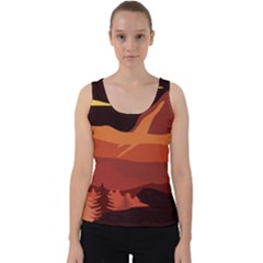 Mountain Forest Full Moon Velvet Tank Top by Ravend