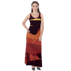 Mountain Forest Full Moon Sleeveless Velour Maxi Dress by Ravend