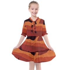 Mountain Forest Full Moon Kids  All Frills Chiffon Dress by Ravend