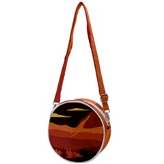 Mountain Forest Full Moon Crossbody Circle Bag by Ravend