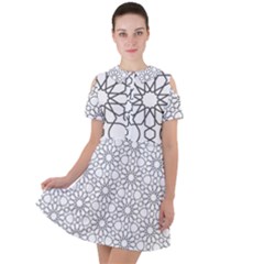 Flower Branch Corolla Wreath Lease Short Sleeve Shoulder Cut Out Dress  by Ravend