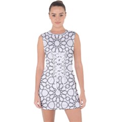 Flower Branch Corolla Wreath Lease Lace Up Front Bodycon Dress by Ravend