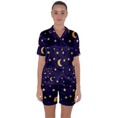 Seamless Pastel Wallpaper Animal Satin Short Sleeve Pajamas Set by Ravend