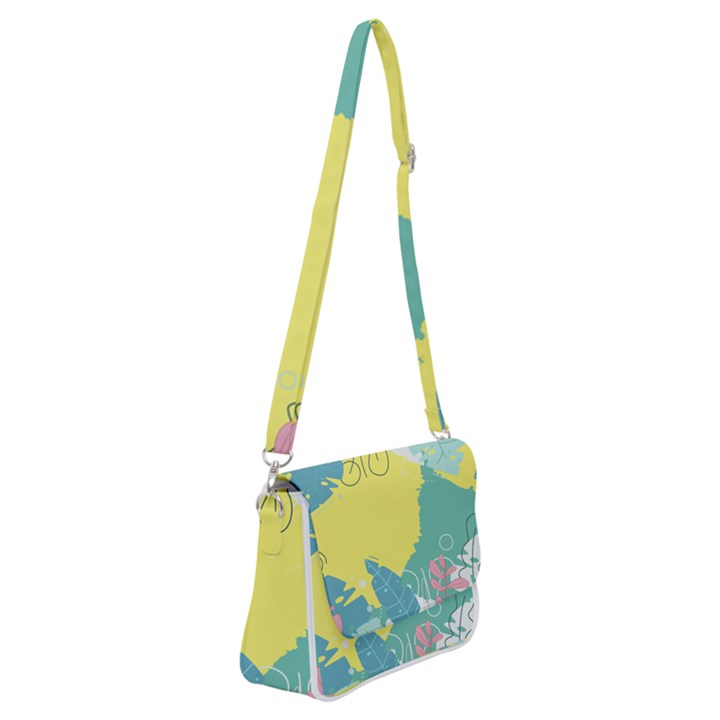 Plants Leaves Border Frame Shoulder Bag with Back Zipper