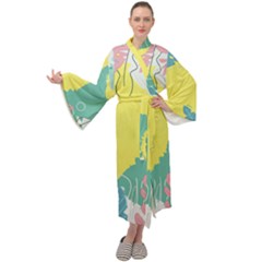 Plants Leaves Border Frame Maxi Velour Kimono by Ravend