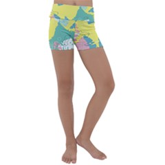 Plants Leaves Border Frame Kids  Lightweight Velour Yoga Shorts by Ravend