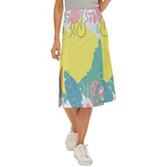 Plants Leaves Border Frame Midi Panel Skirt by Ravend