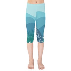 Palm Leaves Waves Mountains Hills Kids  Capri Leggings  by Ravend