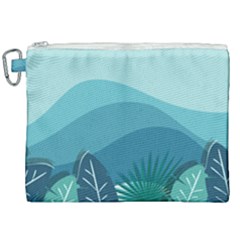 Palm Leaves Waves Mountains Hills Canvas Cosmetic Bag (xxl) by Ravend