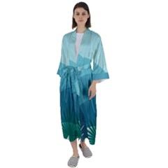 Palm Leaves Waves Mountains Hills Maxi Satin Kimono