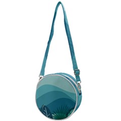 Palm Leaves Waves Mountains Hills Crossbody Circle Bag by Ravend