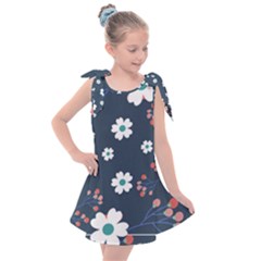 Floral Digital Paper Background Kids  Tie Up Tunic Dress by Ravend