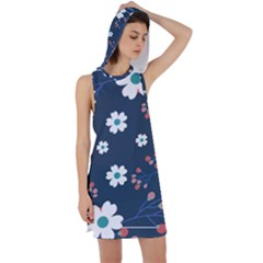 Floral Digital Paper Background Racer Back Hoodie Dress by Ravend