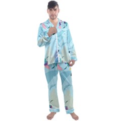 Illustration Leaves Leaf Nature Background Plant Men s Long Sleeve Satin Pajamas Set