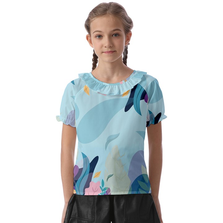 Illustration Leaves Leaf Nature Background Plant Kids  Frill Chiffon Blouse