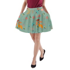 Background Flower Plant Leaves A-line Pocket Skirt by Ravend