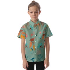 Background Flower Plant Leaves Kids  Short Sleeve Shirt