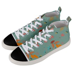 Background Flower Plant Leaves Men s Mid-top Canvas Sneakers by Ravend