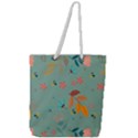 Background Flower Plant Leaves Full Print Rope Handle Tote (Large) View1