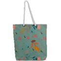 Background Flower Plant Leaves Full Print Rope Handle Tote (Large) View2