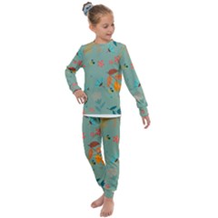 Background Flower Plant Leaves Kids  Long Sleeve Set  by Ravend