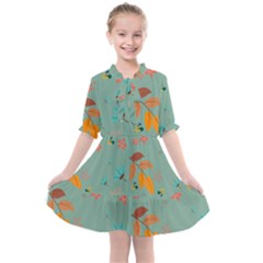 Background Flower Plant Leaves Kids  All Frills Chiffon Dress by Ravend