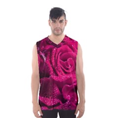 Water Rose Pink Background Flower Men s Basketball Tank Top by Ravend