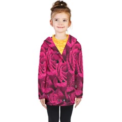 Water Rose Pink Background Flower Kids  Double Breasted Button Coat by Ravend