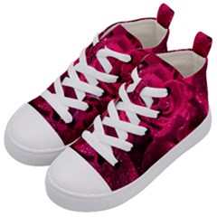 Water Rose Pink Background Flower Kids  Mid-top Canvas Sneakers by Ravend