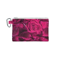 Water Rose Pink Background Flower Canvas Cosmetic Bag (small) by Ravend