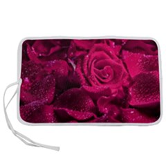 Water Rose Pink Background Flower Pen Storage Case (l) by Ravend