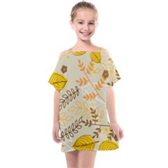 Leaves Flowers Background Wallpaper Kids  One Piece Chiffon Dress by Ravend