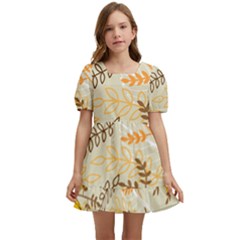 Leaves Flowers Background Wallpaper Kids  Short Sleeve Dolly Dress by Ravend