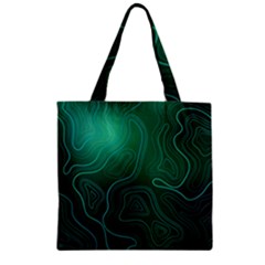 Green Line Shape Stripe Corolla Zipper Grocery Tote Bag by Ravend