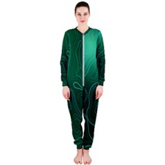 Green Line Shape Stripe Corolla Onepiece Jumpsuit (ladies) by Ravend