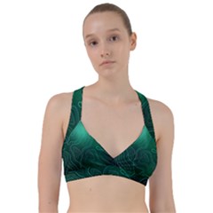 Green Line Shape Stripe Corolla Sweetheart Sports Bra by Ravend