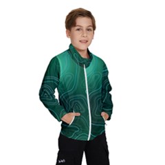 Green Line Shape Stripe Corolla Kids  Windbreaker by Ravend